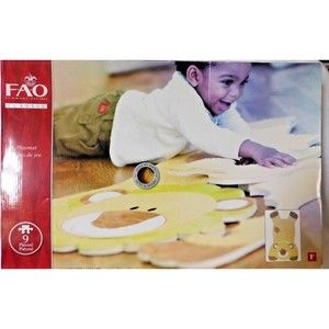 Fao Schwarz Cushioned Plush Super Soft 9 Piece Puzzle Lion Play Mat